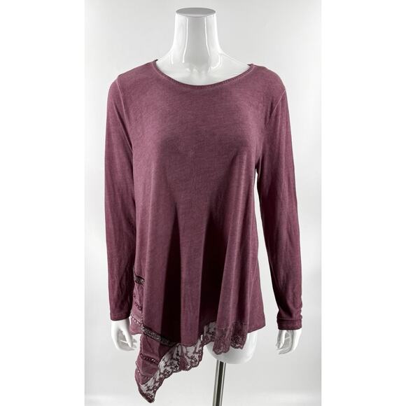 Dantelle Sweaters - Dantelle Mauve Purple Womens Tunic Top Size XL Asymmetrical Hem Lace Embellished